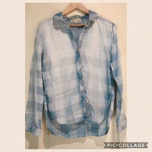 Faded blue plaid top